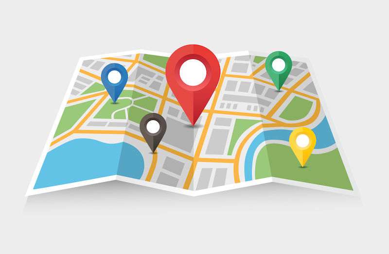 Map and pointer City map with a pointer showing location - can illustrate any topic about traffic and navigation